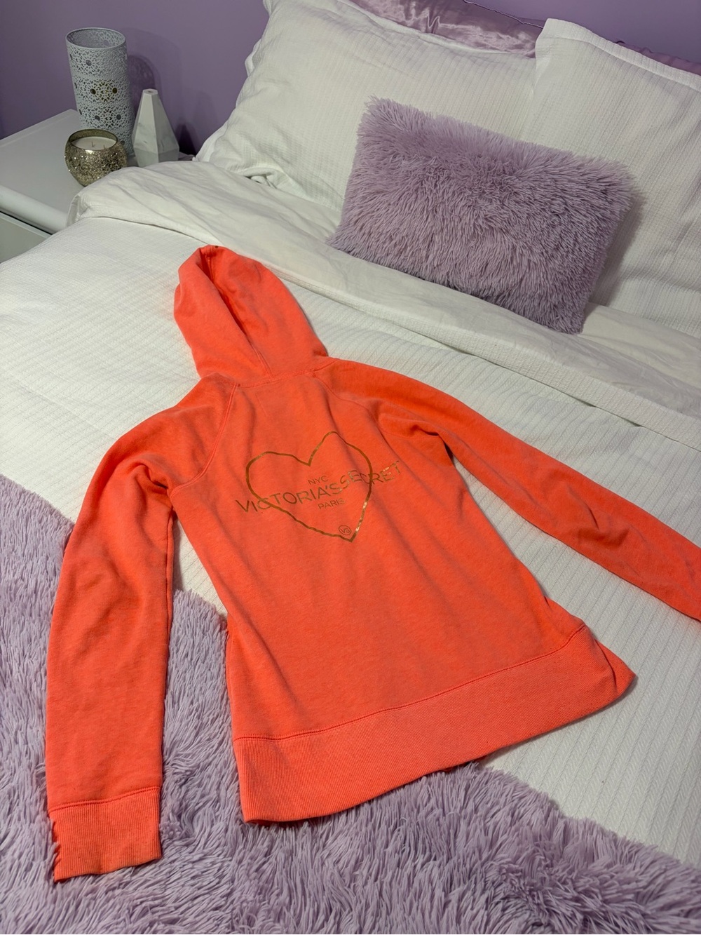 Victoria's Secret Coral Hoodie with Heart Logo